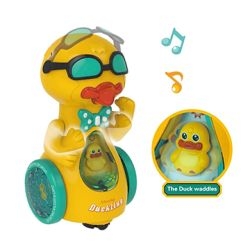 Musical Walking Duckling Toy with Electric Gimbal Sunglasses & Water Vapor Spray