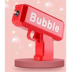 Bubble Electric Gun, Colorful Bubbles, One-Click Bubble, Light Music (Orange)