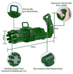 Gatling 8 Hole Electric Bubble Gun (Green)