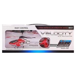 Velocity Remote Control Mini Helicopter with Rechargeable Batteries (Red)