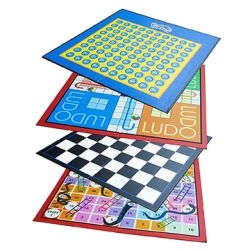 Ekta 4 in 1 Family Strategy Board Games | Tambola, Chess, Ludo and Snakes & Ladders Educational Family Games