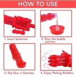 8-Hole Bubble Blaster Machine Gun includes 160 ml liquid bottle (Orange)