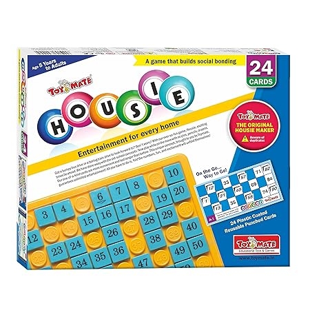 toymate HOUSIE 24 Reusable Cards- Family Fun Game for Small Gathering- No pins or Pencils Required