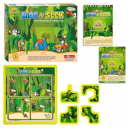 toymate Hide & Seek Jungle- 48 Challenges- An Award Winning Brain Teasing Puzzle Game For Kids Age 5 Years & Above|Pack of 4