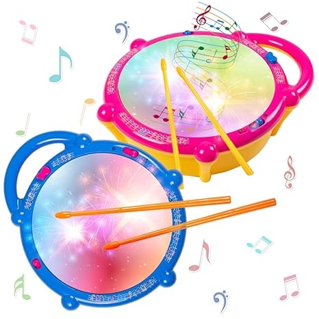 Gooyo GY168-23 Battery Operated 3D Flash Drum Toy for Kids with Flash Light & Music Effect