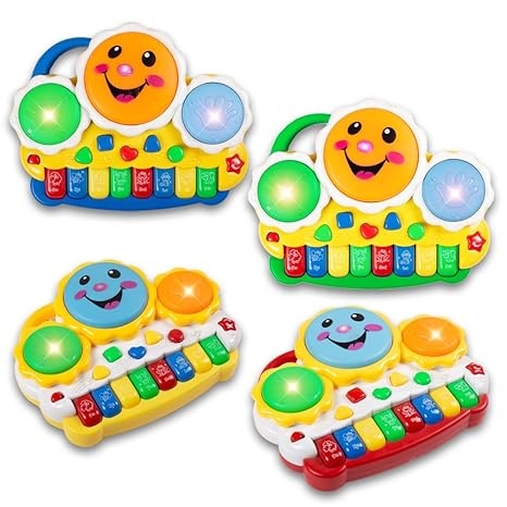 Gooyo GY88025 Musical Drum & Electronic Piano Keyboard Toy with Animals Sounds & Flash Light Effects