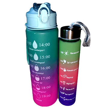 1 litre and 300 ml 2 in 1 motivational water bottle (Multicolor)