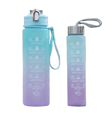 1 litre and 300 ml 2 in 1 motivational water bottle (Multicolor)