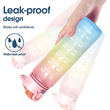 1 litre and 300 ml 2 in 1 motivational water bottle (Multicolor)