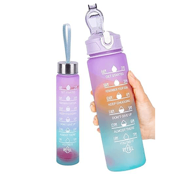 1 litre and 300 ml 2 in 1 motivational water bottle (Multicolor)