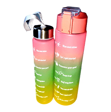 1 litre and 300 ml 2 in 1 motivational water bottle (Multicolor)