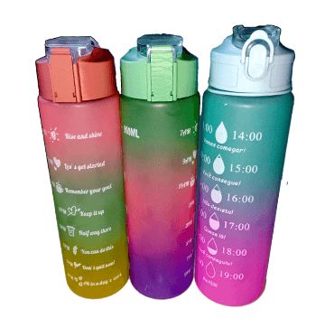1 litre and 300 ml 2 in 1 motivational water bottle (Multicolor)