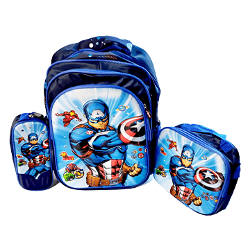 3D Captain America Colorfull Lights School Bag (3 in 1)