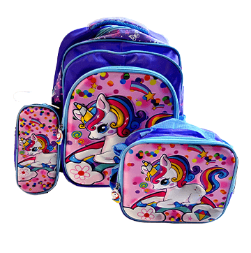 3D Unicorn Colorfull Lights School Bag (3 in 1)