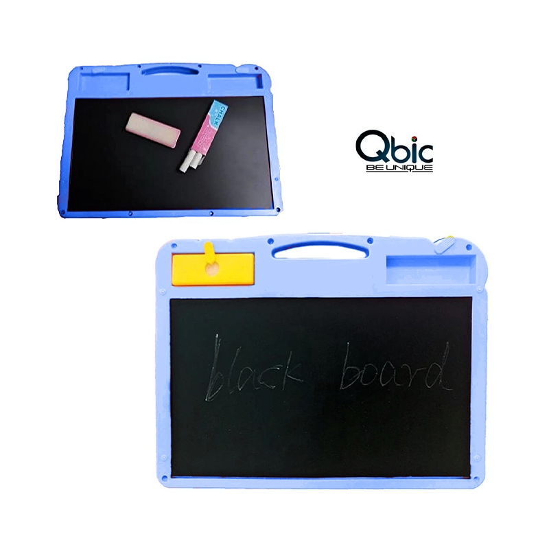 2 in 1 Double Sided Magnetic Drawing & Writing Board Self Erasing Slate with Chalk,Duster and Stamps (Blue)