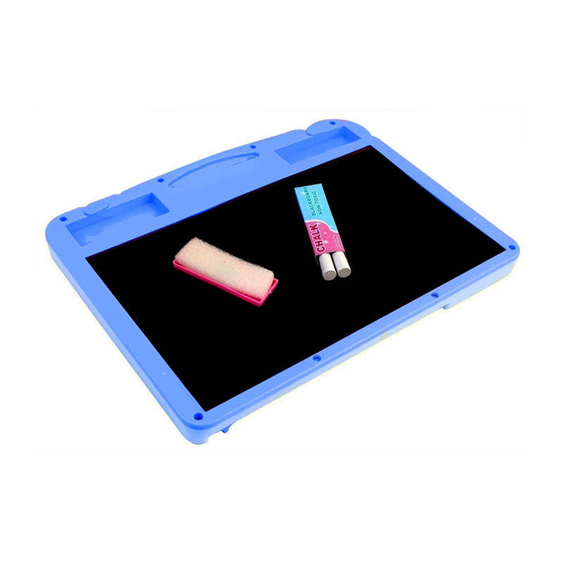 2 in 1 Double Sided Magnetic Drawing & Writing Board Self Erasing Slate with Chalk,Duster and Stamps (Blue)