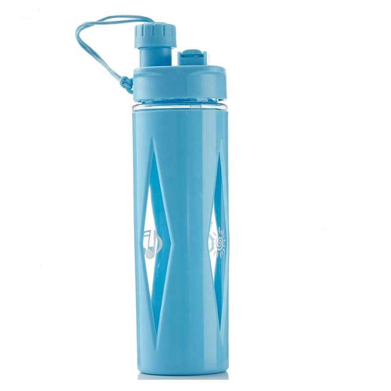 Transparent Water Bottle Music Design (Blue)