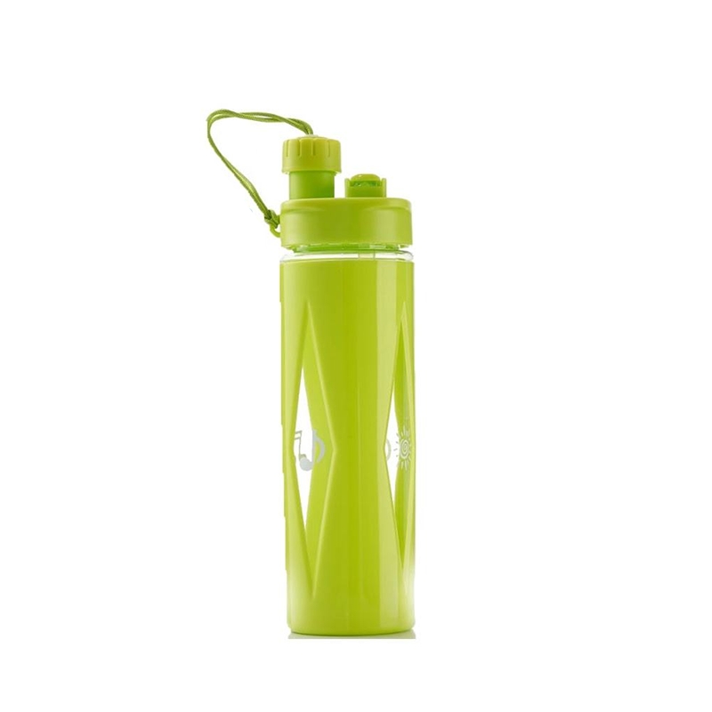 Transparent Water Bottle Music Design (Green)