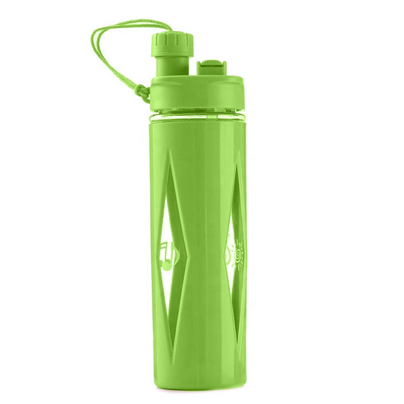 Transparent Water Bottle Music Design (Green)