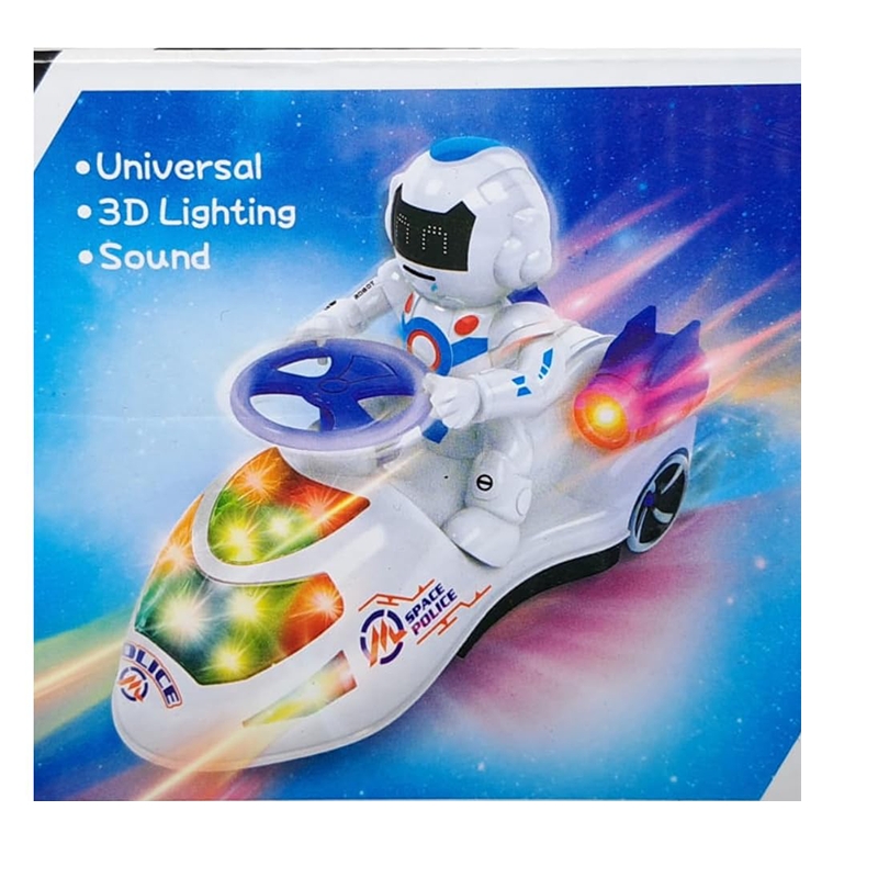 Space Police Racer Car - Interactive Sound & Light-Up Toy Car with Robot