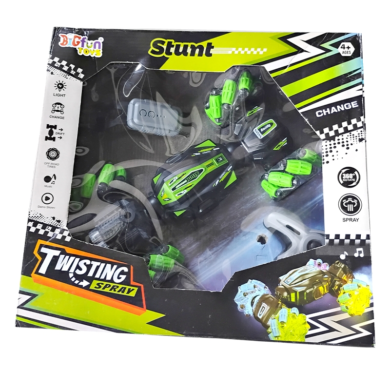 Stunt Twisting Spray Watch Car With Music & Light, Green (Bigfun Toys)