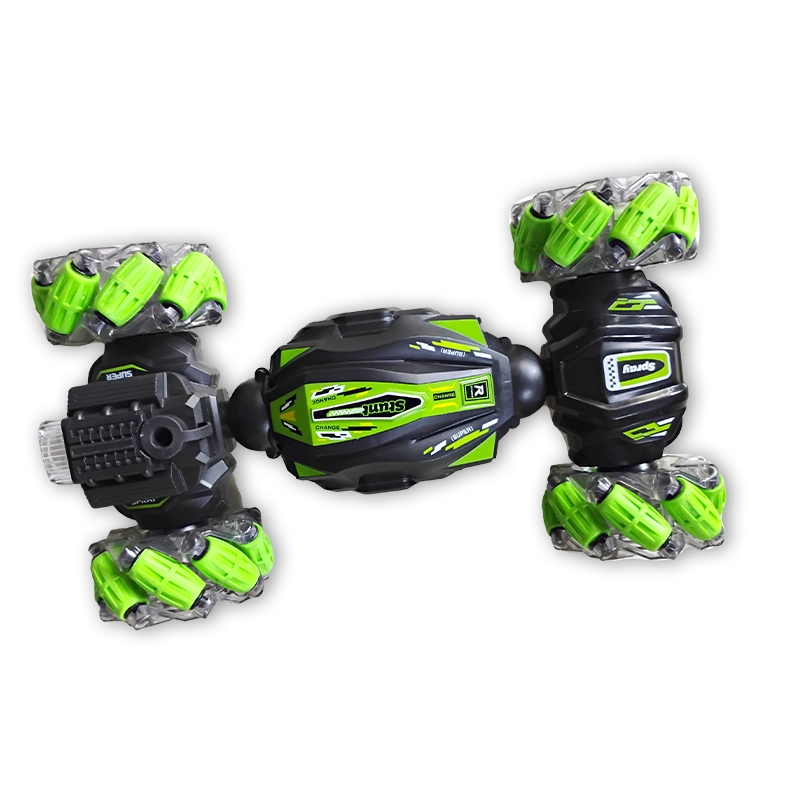Stunt Twisting Spray Watch Car With Music & Light, Green (Bigfun Toys)