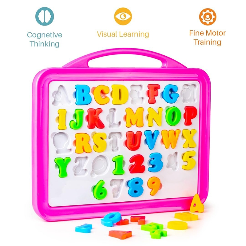 2 in 1 Little Star Slate to Learn Pictures Spellings & Alphabets with Color Chalk Writing Board (Pink)