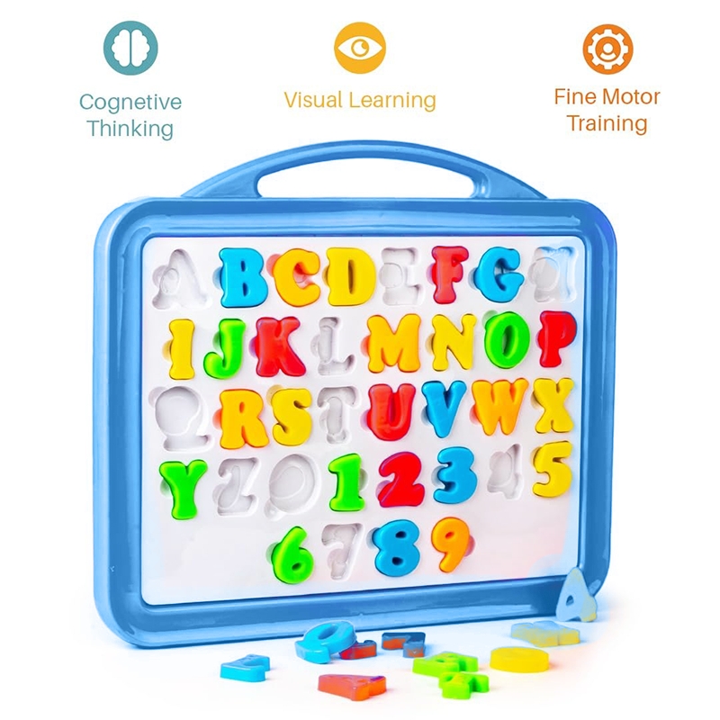2 in 1 Little Star Slate to Learn Pictures Spellings & Alphabets with Color Chalk Writing Board (Blue)