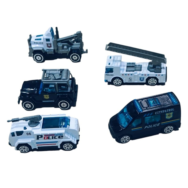 5 Pc Metal Police Car Set
