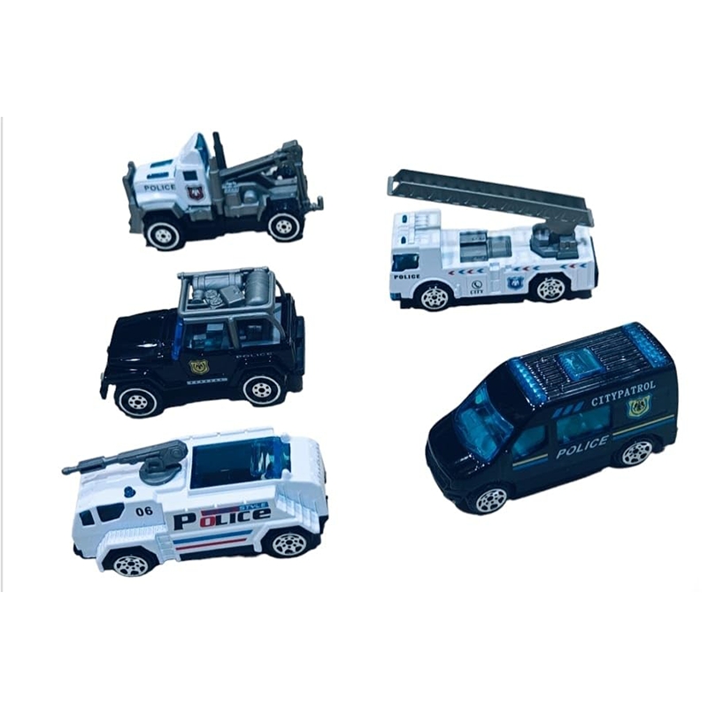5 Pc Metal Police Car Set