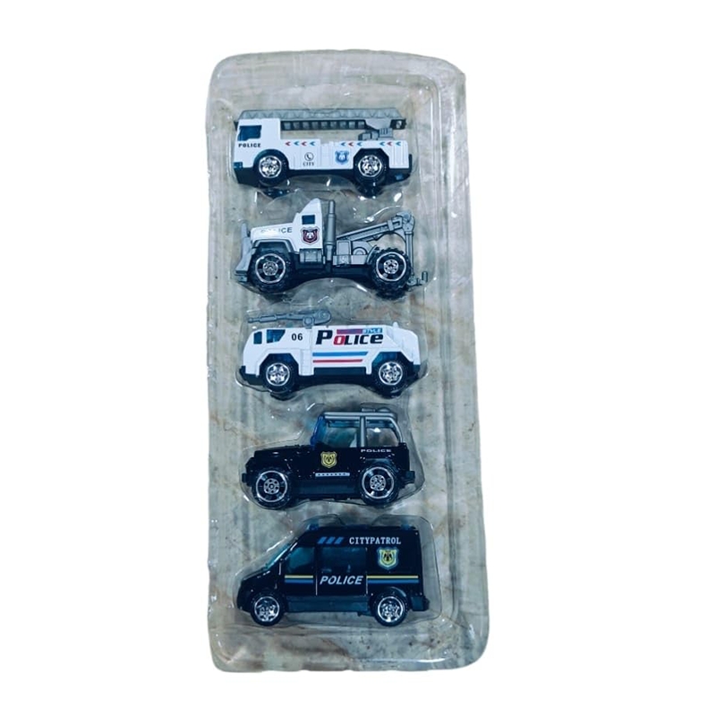 5 Pc Metal Police Car Set