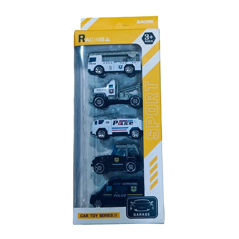 5 Pc Metal Police Car Set