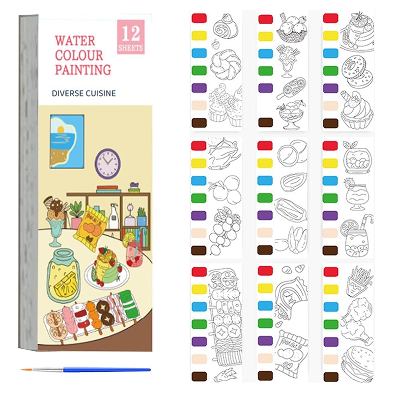 Diverse Cuisine 12 sheet water colour painting book
