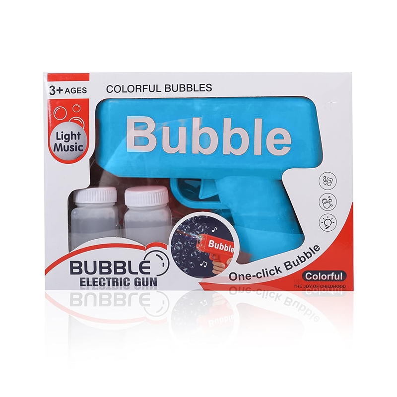 Bubble Electric Gun, Colorful Bubbles, One-Click Bubble, Light Music (Blue)