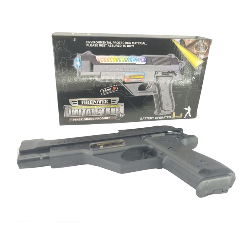 Eagle Light Music Pistol Gun CO2 Telescopic Barrel Electric Laser Gun 3d Light Guns & Darts (Black)