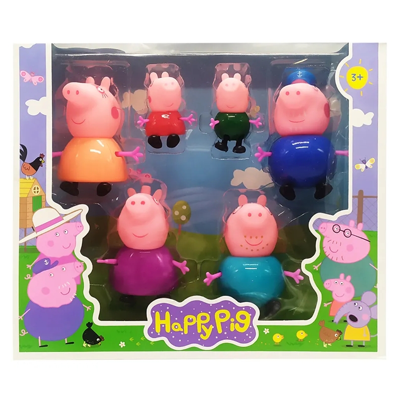 Pig Family & Friends – Toy Set Action Figure - 6 pcs set