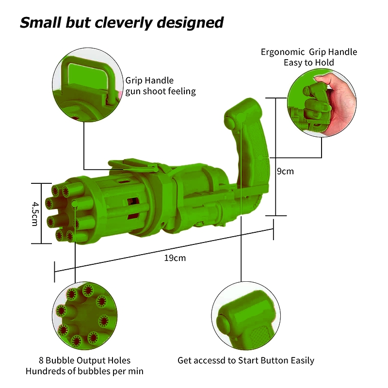 Gatling 8 Hole Electric Bubble Gun (Green)