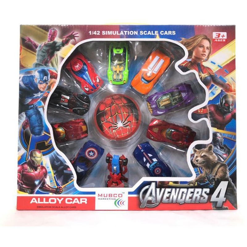 Avengers Metal Super Action Hero Metal Die Cast, Character Cars Set Toy Pack of 10 Mini-Alloy Car Models (Multicolor)