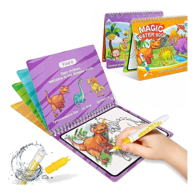 Magic Water Coloring Book Animal, Unlimited Fun with Drawing Reusable Water Doodle Book for Children with water pen