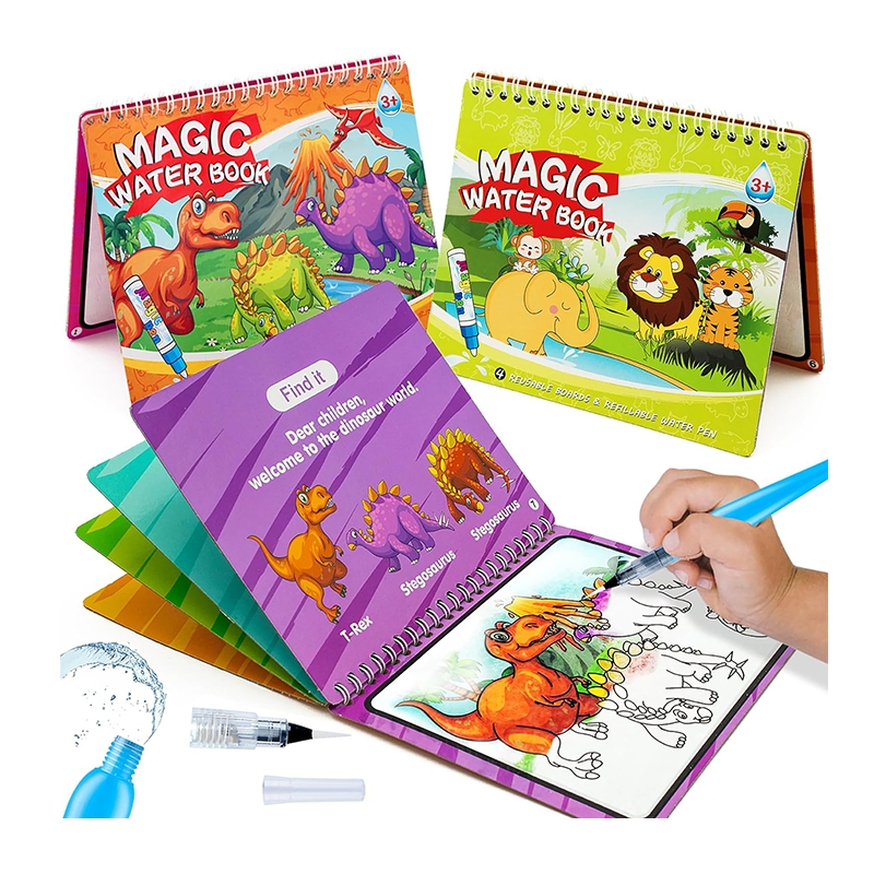 Magic Water Coloring Book Animal, Unlimited Fun with Drawing Reusable Water Doodle Book for Children with water pen