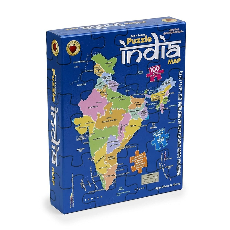 India Map Puzzle 100 Pieces Educational Game Learn with Fun