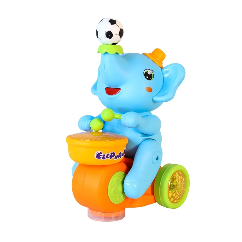 Musical Elephant Toy with Levitation Ball on Nose Along with Dazzling Light Drum (Multicolor)