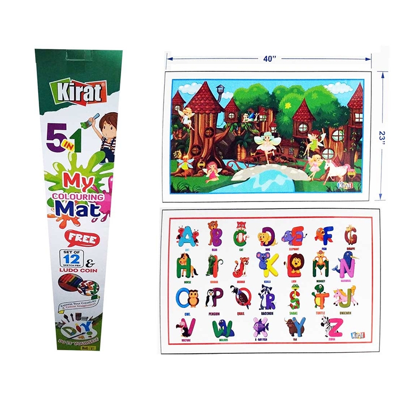 Kirat 5 in 1 my colouring mat set of 12 sketch pen & ludo coin game