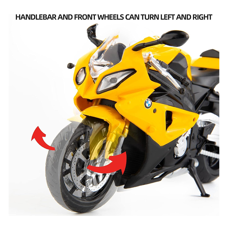 1:20 Scale Rechargeable Remote Control Rc Bike Toys with Light & Sound Function (Yellow)