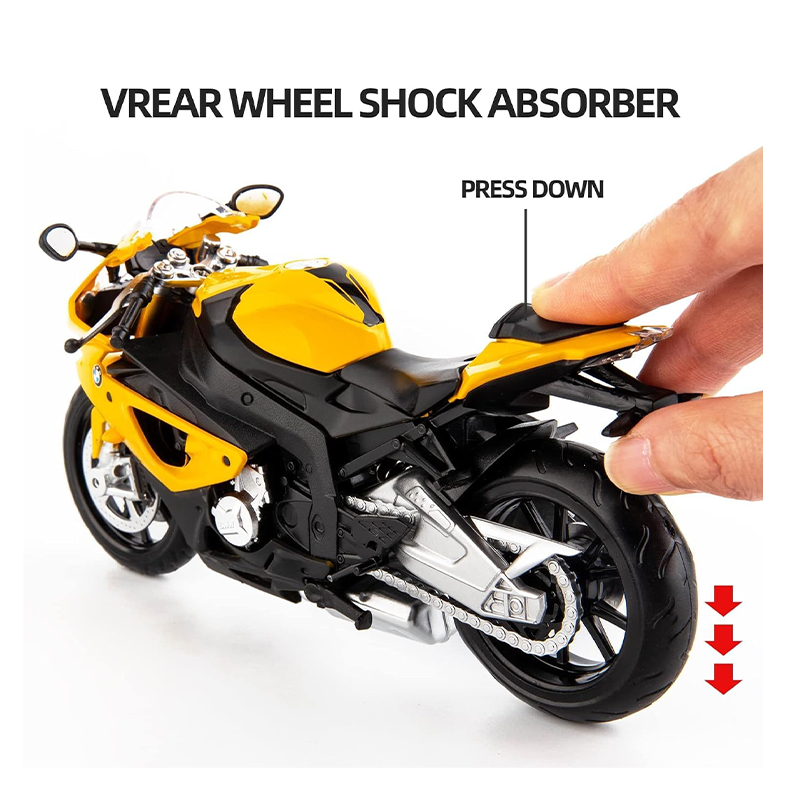 1:20 Scale Rechargeable Remote Control Rc Bike Toys with Light & Sound Function (Yellow)