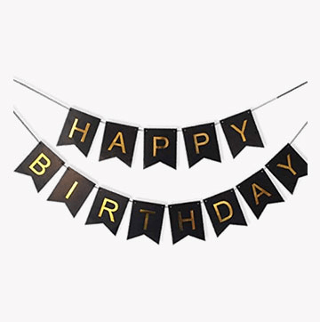 Black Happy Birthday Banner