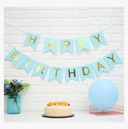 Sky Blue Happy Birthday Banner