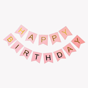 Light Pink Happy Birthday Banner