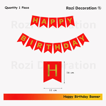 Red and Gold Happy Birthday Banner