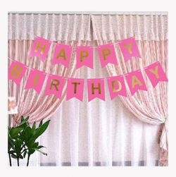 Pink Happy Birthday Banner